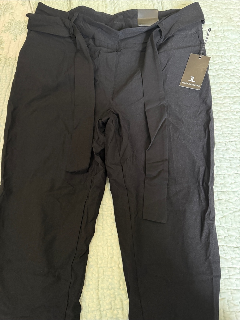 Jules & Leopold Black Paperbag Waist Tie Pants